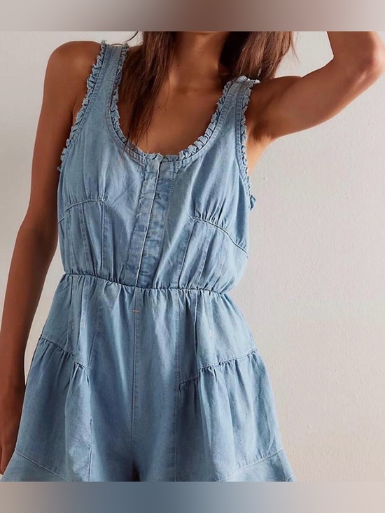We The Free Pants - We The Free People Nikita Romper Light Blue Denim